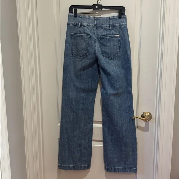 WHBM Extra High-Rise Trouser Everyday Soft Size 6 Medium Wash Blue EUC $120 KL - Picture 8 of 16
